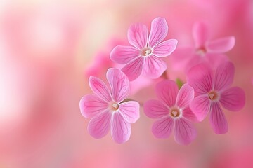 Wall Mural - Delicate pink flowers with soft petals against a dreamy background.