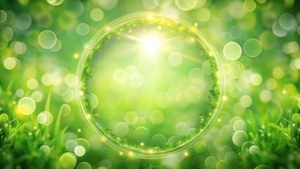 Aufkleber - Luminous Green Circle Frame Enveloped in a Soft Bokeh Background of Nature