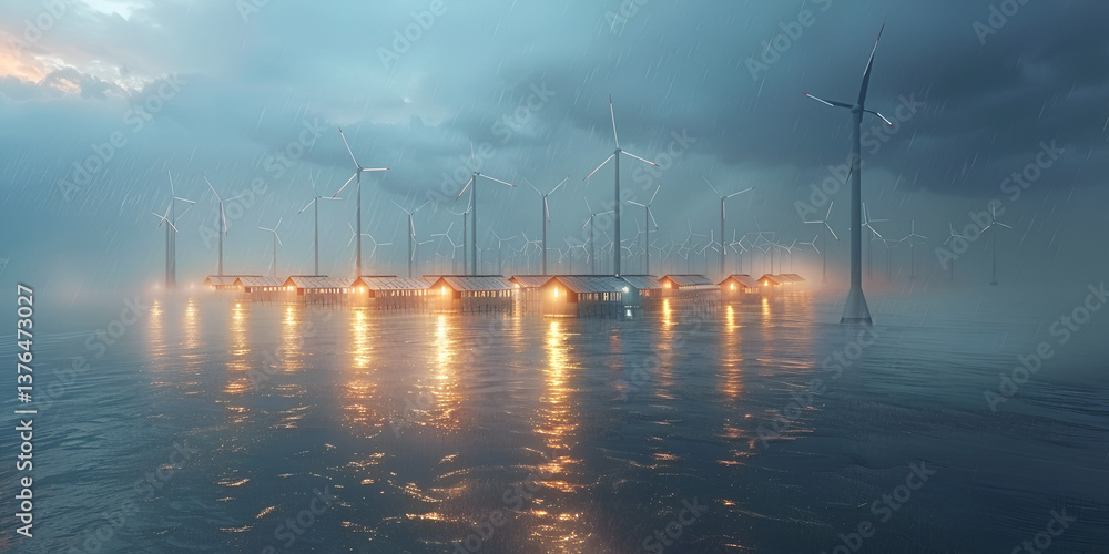 Foto Offshore Wind Farm: Harnessing Renewable Energy in the Sea ...