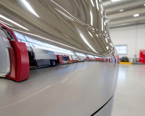 Aufkleber - Next-Gen Electric Mobility Sleek Chrome Logistics Hub Showcasing Futuristic Transportation Innovation in High-Performance Industrial Design