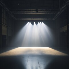 Poster - Immersive Performance Staging Minimalist Industrial Lighting Design Transforming Empty Space into Powerful Narrative Experience for Creative Professionals