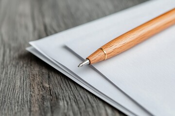 Fototapete - Minimalist Tax Season Precision Eco-Friendly Wooden Pencil on Sleek Document - Modern Workspace Productivity for Digital Professionals