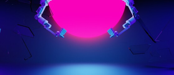 Wall Mural - 3d illustration rendering of y2k 2000s gamer technology futuristic fantasy metaverse cyberpunk sci-f
