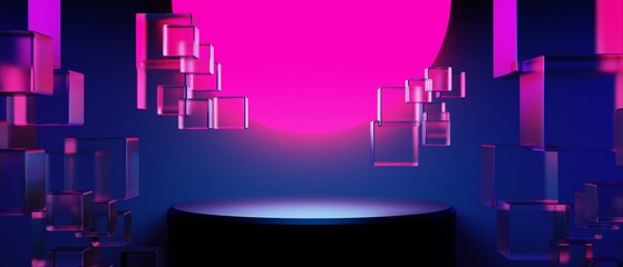 Wall Mural - 3d illustration rendering of y2k 2000s gamer technology futuristic fantasy metaverse cyberpunk sci-f
