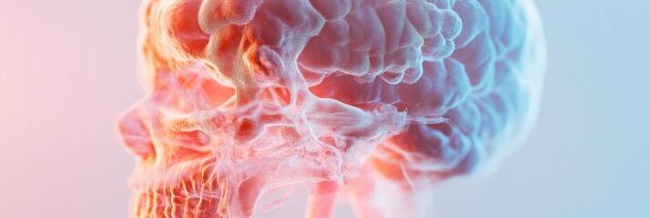 Leinwandbilder - Ethereal Neuro-Wellness Visualization Brain Anatomy in Soft Gradient for Medical Innovation and Digital Health Technology Insights