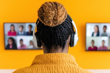 Aufkleber - Hybrid Work Revolution Empowering Digital Connectivity with Inclusive Remote Collaboration - Next-Gen Professional Workflow in Vibrant Minimalist Home Office Setting