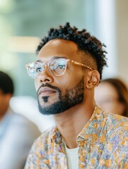 Poster - Inclusive Leadership Vision Diverse Millennial Professional in Transparent Eyewear Embodying Modern Workplace Empowerment and Collaborative Innovation