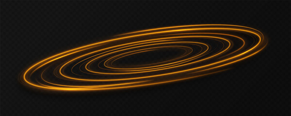 Wall Mural - golden glowing light vortex spiral. shining spiral lines. glittering wavy trail. sparkling spiral ef