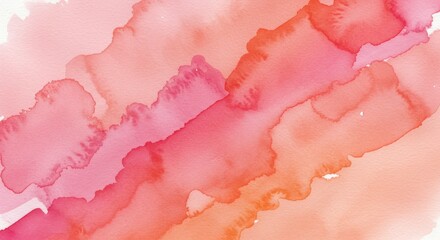Wall Mural - abstract coral and peach watercolor wash - soft, dreamy watercolor background in shades of coral, pe