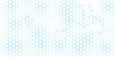 Wall Mural - Abstract white futuristic hexagon with blue light. Abstract geometric hexagonal pattern. Hexa. Vector. 