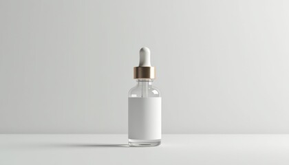 Aufkleber - Serum bottle with blank label on minimalistic background  