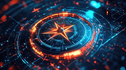 Digitale Transformation: Kompass und Schriftzug fÃ¼r Fortschritt in Marketing und Service