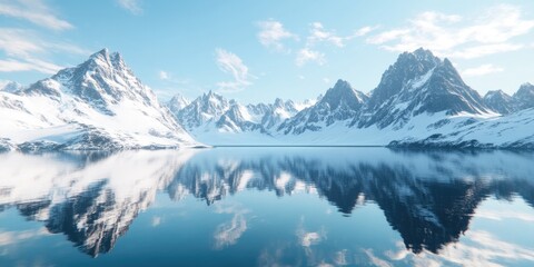 Wall Mural - mountain lake with snowy peaks
