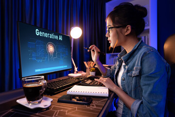 Wall Mural - generative ai virtual assistant tools for prompt engineer and user for ease of engage artificial int