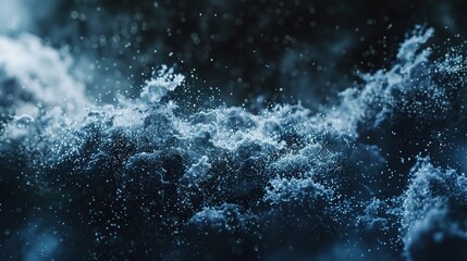 closeup of blue dust particle splash isolated on black background. --ar 16:9 --v 6 job id: 2fbe687d-