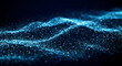 © Bluum - Luminous blue sparkles form wavy surface for futuristic technology presentation, modern data visualization and scientific background with shiny particles effects animation