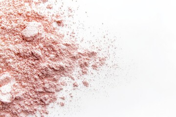 Poster - Texture of pink powder scattered on white surface demonstrating its fine particles and soft appearance