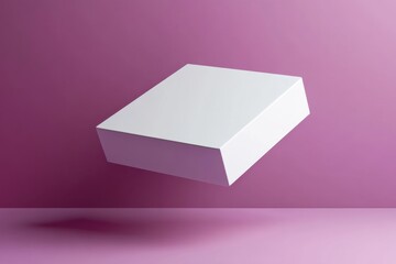 Leinwandbilder - Floating white rectangular box against a pink background elevates creativity and modern design in a minimalist setting