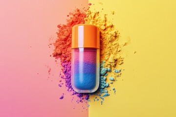 Leinwandbilder - Colorful powder in container arranged on contrasting background during a creative art project