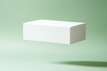 Fototapete - Minimalist white box floating against a soft green backdrop in a serene, modern setting