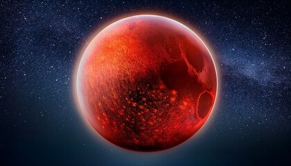 Wall Mural - eclipse bloody moon with red surface in the starry night abstract fantasy background