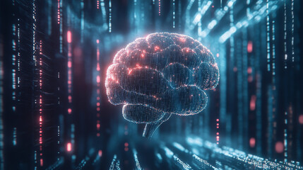 Stream digitization, program code field, big data stream, secure data, machine programming. 3d illustration of strings of digital innovation wavy flow