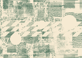 Poster - Background with glitch distorted grunge textures . grunge background texture with halftone dots, glitched shapes, textures and lines .Screen print vector background with grunge textured surface.