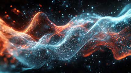 Waves of computer code. Binary code big data. Internet technologies of the future, the flow of open data. Wireless transmission of information. Sorting binary code 3d illustration