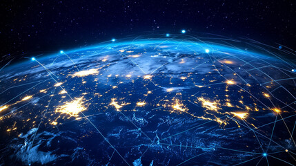 Digital technologies of future. Transmission and storage of data in global cyberspace. Encrypted data stream over fiber optic cable. 3D illustration of abstract space architecture