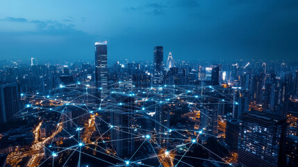 Wall Mural - digital city in hitech. circuit board and hardware 3d illustration. wireless internet technologies. 