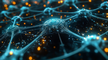 Futuristic CPU. Quantum processor in the global computer network. 3d illustration of digital cyber space