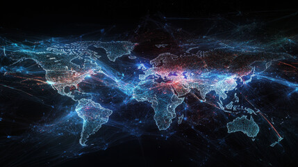 Wall Mural - big data, wireless information flow. data portal, open data system. global cyberspace concept. high 