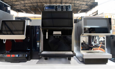 A range of automatic coffee machines with a large screen display