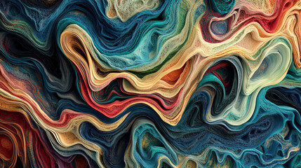 Wall Mural - abstract data swirl. wavy field of tangled strings 3d illustration. the magic and beauty of mysterio