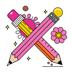 immaculate tranquil gothic pictogram of a pencil. single-weight stroke, crisp edges, scalable design
