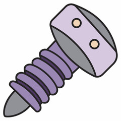 mysterious majestic flat color illustration of a screw. clean lines, minimal, scalable design. vecto