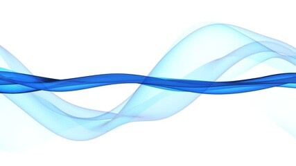 Wall Mural - Abstract colorful wavy background in bright blue on white backdrop. Modern colorful wallpaper. Seamless loop animation. 3d rendering.