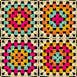 © Elena K - Pattern with crochet granny square wallpaper handmade decorative art design print