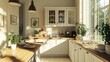 © Pannee - A film-ready kitchen space with wooden worktops and a light white ambiance