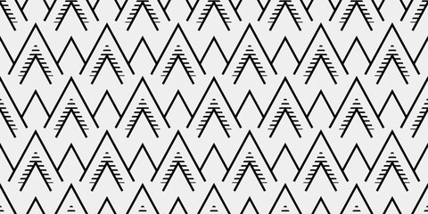 Poster - The mountains are formed by overlapping triangles with a textured, striped pattern inside. The pattern creates a sense of depth and movement.