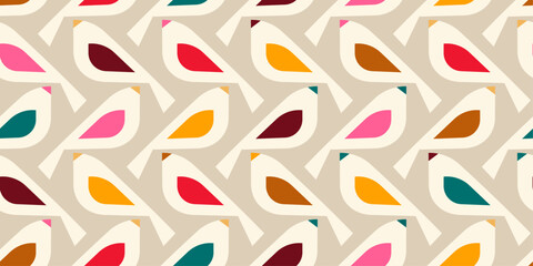 Aufkleber - The birds are white with a single colored shape on their body, creating a vibrant and playful design.