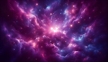 Wall Mural - A deep space-inspired cosmic purple design, featuring swirling nebula clouds and a vast starry expanse.