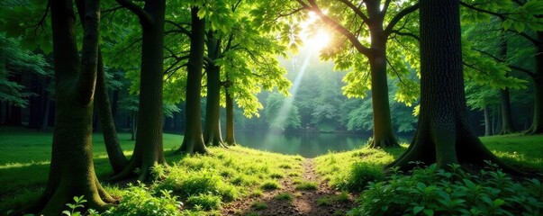 Wall Mural - Forest landscape with isolated branches and trunks, trunks, scenery