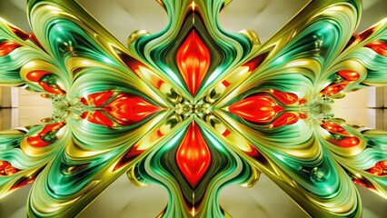 Wall Mural - abstract green and red swirl pattern