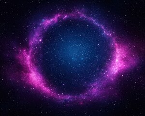 Wall Mural - A mesmerizing cosmic scene featuring a vibrant purple nebula encircling a dark center, set against a starry backdrop.
