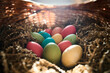 © Dmitriy Borovikov/Stocksy - Vibrant easter celebration with colorful eggs in a spring