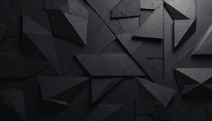 Aufkleber - Abstract black geometric background with dark shape pattern. Modern contemporary design three-dimensional structured surface. Ideal for graphic design, architecture backgrounds.