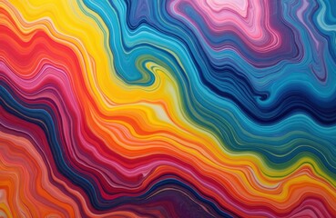Fototapete - Vibrant abstract background. Flowing liquid paint in vivid colors creates dynamic, artistic design. Unique swirling effect of multiple colors. Perfect for art, design projects, textures, backdrops,