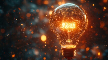 Poster - A dynamic fusion of a brain and light bulb, surrounded by digital data streams and AI neural networks, showcasing the power of creative innovation, ultrarealistic 8K render