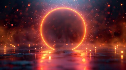 Wall Mural - 3d rendered abstract technology background features a circular screen